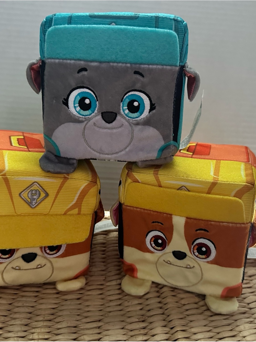 Paw Patrol Plush Stackable Character Cubes - Teal, Gray, Yellow, Brown
